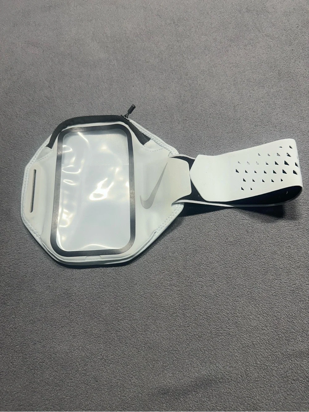 Nike White and Black Sports Armband with Clear Touch Window